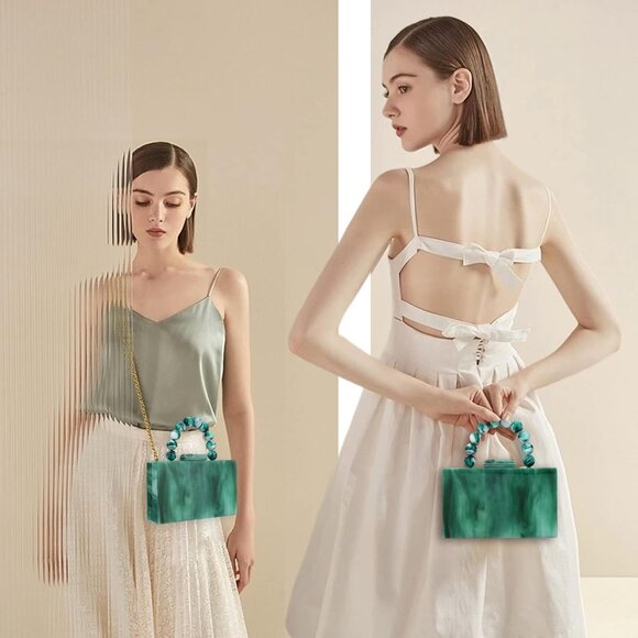 Acrylic Purses Evening Clutch Bag Marbling Handbags for Women Cross Body Bag wit - Picture 6 of 7